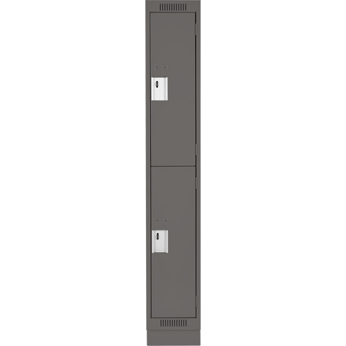 Clean Line Lockers, 2 -tier, 12" x 18" x 76", Steel, Charcoal, Rivet (Assembled) Les Fournitures Industrielles Méga