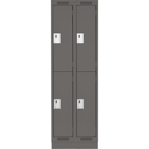 Clean Line Lockers, 2 -tier, Bank of 2, 24" x 18" x 76", Steel, Charcoal, Rivet (Assembled) Les Fournitures Industrielles Méga