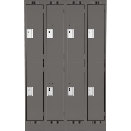 Clean Line Lockers, 2 -tier, Bank of 4, 48" x 18" x 76", Steel, Charcoal, Rivet (Assembled) Les Fournitures Industrielles Méga