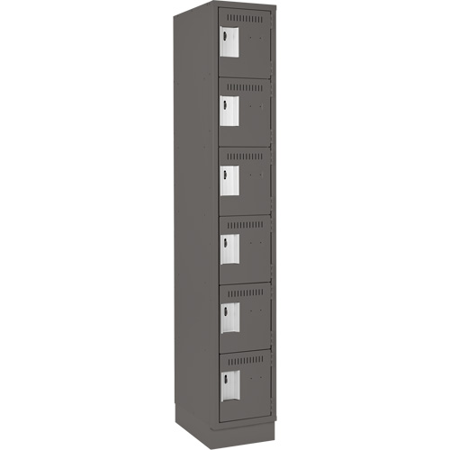 Clean Line Lockerette, 6 -tier, 12" x 18" x 76", Steel, Charcoal, Rivet (Assembled) Les Fournitures Industrielles Méga
