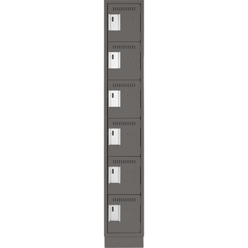 Clean Line Lockerette, 6 -tier, 12" x 18" x 76", Steel, Charcoal, Rivet (Assembled) Les Fournitures Industrielles Méga