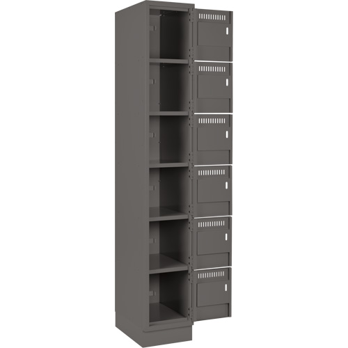 Clean Line Lockerette, 6 -tier, Bank of 4, 48" x 18" x 76", Steel, Charcoal, Rivet (Assembled) Les Fournitures Industrielles Méga
