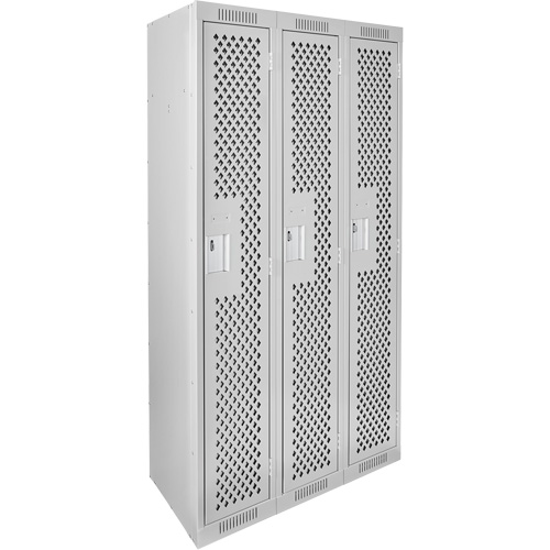 Casiers Clean Line, Bloc de 3, 36" x 12" x 72", Acier, Gris, Rivet (assembl&eacute;), Perfor&eacute; Les Fournitures Industrielles Méga