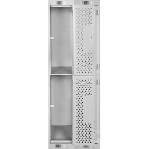 Clean Line Lockers, 2 -tier, Bank of 2, 24" x 15" x 72", Steel, Grey, Rivet (Assembled), Perforated Les Fournitures Industrielles Méga