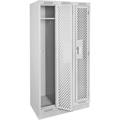 Clean Line Lockers, Bank of 3, 36" x 18" x 76", Steel, Grey, Rivet (Assembled), Perforated Les Fournitures Industrielles Méga