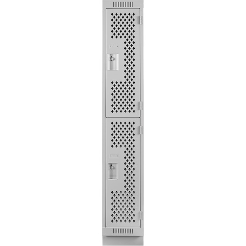 Clean Line Lockers, 2 -tier, 12" x 15" x 76", Steel, Grey, Rivet (Assembled), Perforated Les Fournitures Industrielles Méga