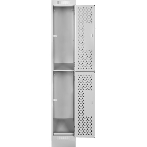 Clean Line Lockers, 2 -tier, 12" x 15" x 76", Steel, Grey, Rivet (Assembled), Perforated Les Fournitures Industrielles Méga