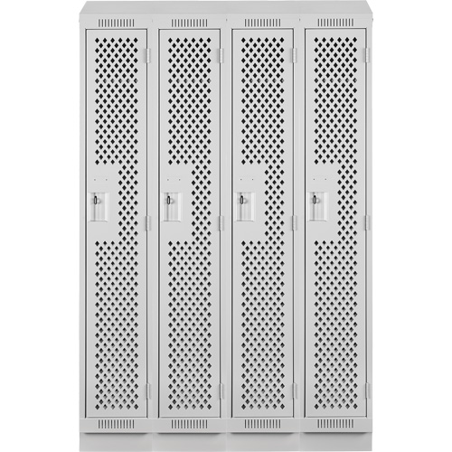 Clean Line Lockers, Bank of 4, 48" x 18" x 82", Steel, Grey, Rivet (Assembled), Perforated Les Fournitures Industrielles Méga
