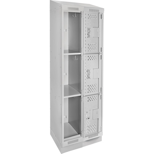Clean Line Lockers, 3 -tier, Bank of 2, 24" x 15" x 82", Steel, Grey, Rivet (Assembled), Perforated Les Fournitures Industrielles Méga