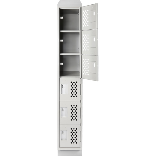 Assembled Lockerettes Clean Line Perforated Economy Lockers, 6 -tier, 18" x 72" x 12", Steel Les Fournitures Industrielles Méga