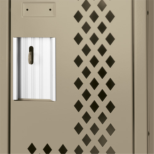 Clean Line Lockers, 2 -tier, Bank of 3, 36" x 15" x 82", Steel, Beige, Rivet (Assembled), Perforated Les Fournitures Industrielles Méga