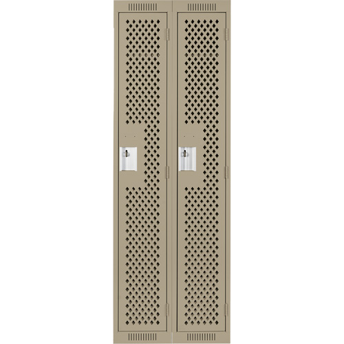 Clean Line Lockers, Bank of 2, 24" x 12" x 72", Steel, Beige, Rivet (Assembled), Perforated Les Fournitures Industrielles Méga