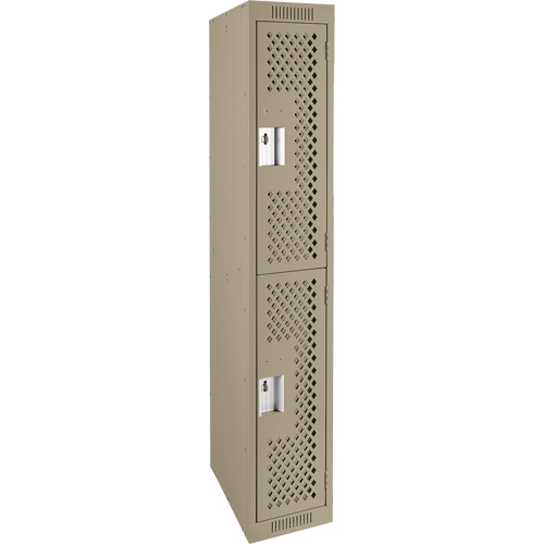 Clean Line Lockers, 2 -tier, 12" x 12" x 72", Steel, Beige, Rivet (Assembled), Perforated Les Fournitures Industrielles Méga