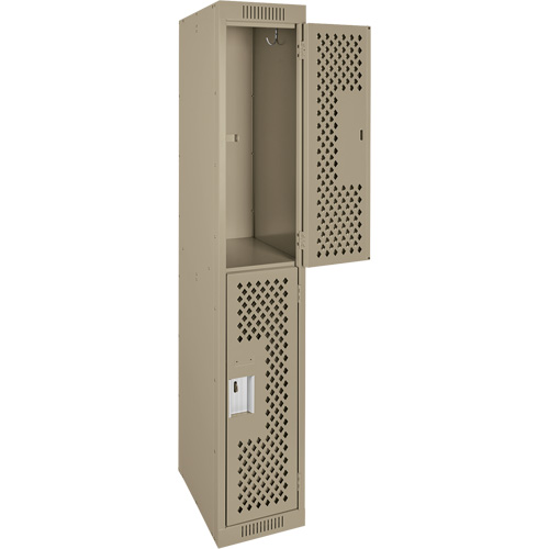 Clean Line Lockers, 2 -tier, 12" x 12" x 72", Steel, Beige, Rivet (Assembled), Perforated Les Fournitures Industrielles Méga