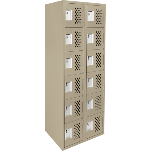 Assembled Lockerettes Clean Line Perforated Economy Lockers, 6 -tier, Bank of 2, 18" x 72" x 12", Steel Les Fournitures Industrielles Méga