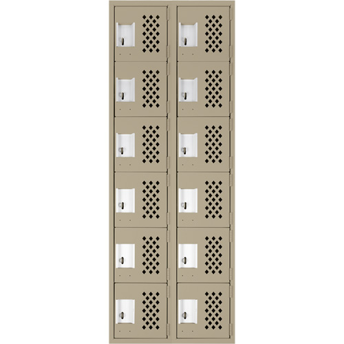 Assembled Lockerettes Clean Line Perforated Economy Lockers, 6 -tier, Bank of 2, 18" x 72" x 12", Steel Les Fournitures Industrielles Méga