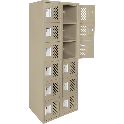 Assembled Lockerettes Clean Line Perforated Economy Lockers, 6 -tier, Bank of 2, 18" x 72" x 12", Steel Les Fournitures Industrielles Méga