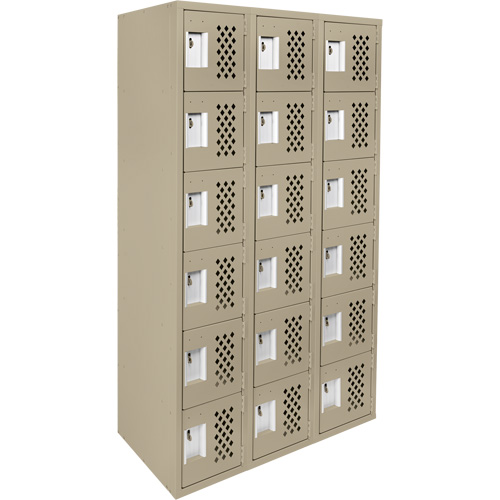 Assembled Lockerettes Clean Line Perforated Economy Lockers, 6 -tier, Bank of 3, 18" x 72" x 12", Steel Les Fournitures Industrielles Méga