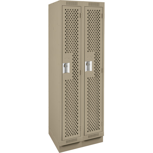 Clean Line Lockers, Bank of 2, 24" x 18" x 76", Steel, Beige, Rivet (Assembled), Perforated Les Fournitures Industrielles Méga