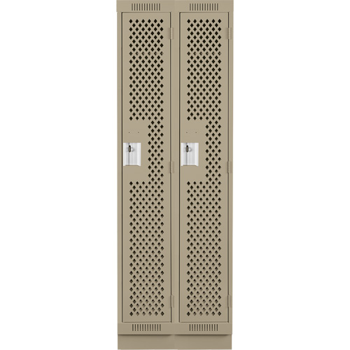 Clean Line Lockers, Bank of 2, 24" x 18" x 76", Steel, Beige, Rivet (Assembled), Perforated Les Fournitures Industrielles Méga