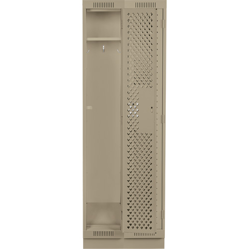 Clean Line Lockers, Bank of 2, 24" x 18" x 76", Steel, Beige, Rivet (Assembled), Perforated Les Fournitures Industrielles Méga