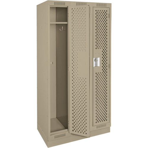 Clean Line Lockers, Bank of 3, 36" x 18" x 76", Steel, Beige, Rivet (Assembled), Perforated Les Fournitures Industrielles Méga