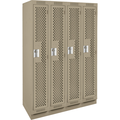Clean Line Lockers, Bank of 4, 48" x 18" x 76", Steel, Beige, Rivet (Assembled), Perforated Les Fournitures Industrielles Méga