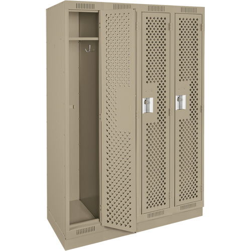 Clean Line Lockers, Bank of 4, 48" x 18" x 76", Steel, Beige, Rivet (Assembled), Perforated Les Fournitures Industrielles Méga
