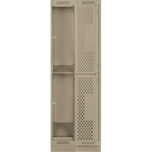 Clean Line Lockers, 2 -tier, Bank of 2, 24" x 15" x 76", Steel, Beige, Rivet (Assembled), Perforated Les Fournitures Industrielles Méga