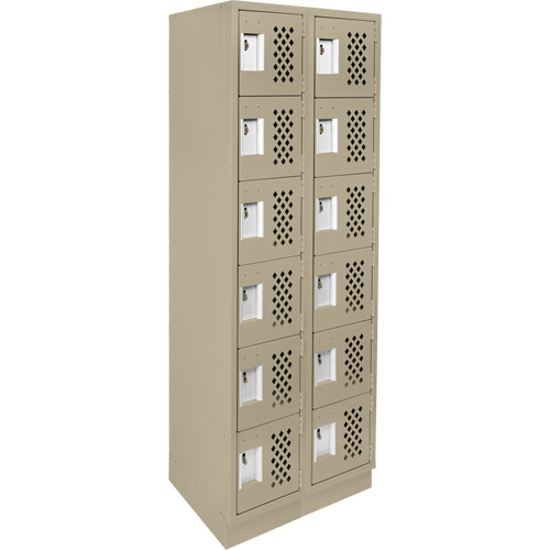 Assembled Lockerettes Clean Line Perforated Economy Lockers, 6 -tier, Bank of 2, 18" x 72" x 12", Steel Les Fournitures Industrielles Méga