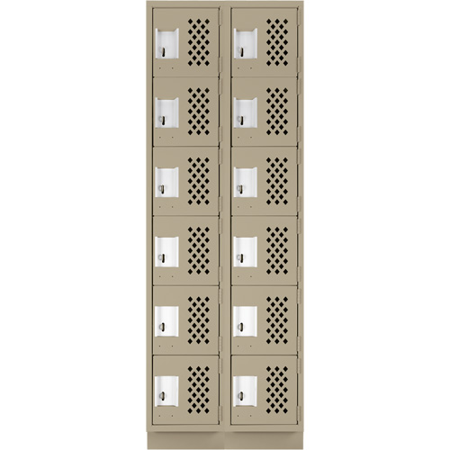 Assembled Lockerettes Clean Line Perforated Economy Lockers, 6 -tier, Bank of 2, 18" x 72" x 12", Steel Les Fournitures Industrielles Méga