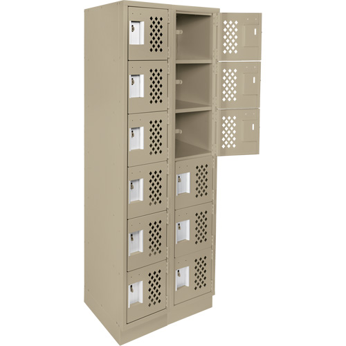 Assembled Lockerettes Clean Line Perforated Economy Lockers, 6 -tier, Bank of 2, 18" x 72" x 12", Steel Les Fournitures Industrielles Méga