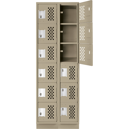 Assembled Lockerettes Clean Line Perforated Economy Lockers, 6 -tier, Bank of 2, 18" x 72" x 12", Steel Les Fournitures Industrielles Méga