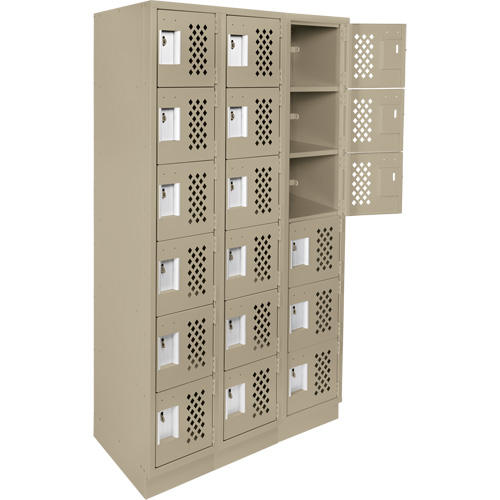 Clean-Line Perforated Lockerette, 6 -tier, Bank of 3, 12" x 72" x 12", Steel Les Fournitures Industrielles Méga
