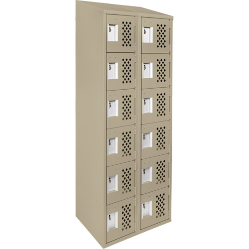 Clean-Line Perforated Lockerette, 6 -tier, Bank of 2, 15" x 72" x 12", Steel Les Fournitures Industrielles Méga