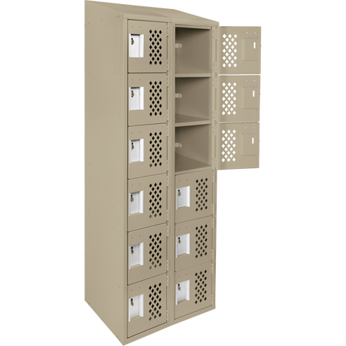 Clean-Line Perforated Lockerette, 6 -tier, Bank of 2, 15" x 72" x 12", Steel Les Fournitures Industrielles Méga