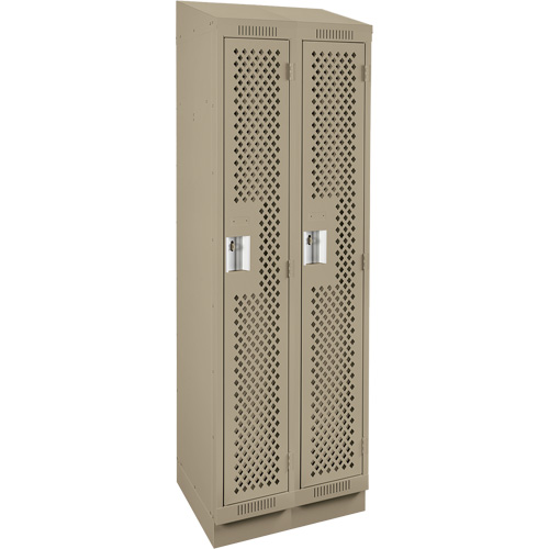 Clean Line Lockers, Bank of 2, 24" x 18" x 82", Steel, Beige, Rivet (Assembled), Perforated Les Fournitures Industrielles Méga