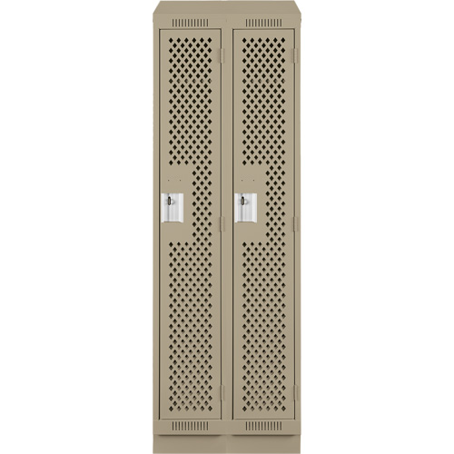 Clean Line Lockers, Bank of 2, 24" x 18" x 82", Steel, Beige, Rivet (Assembled), Perforated Les Fournitures Industrielles Méga