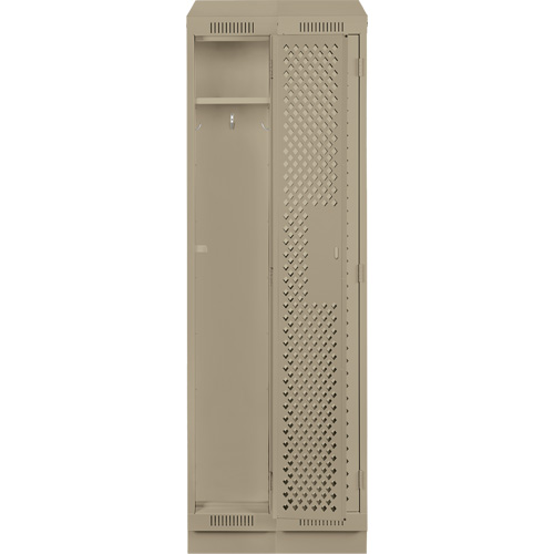 Clean Line Lockers, Bank of 2, 24" x 18" x 82", Steel, Beige, Rivet (Assembled), Perforated Les Fournitures Industrielles Méga