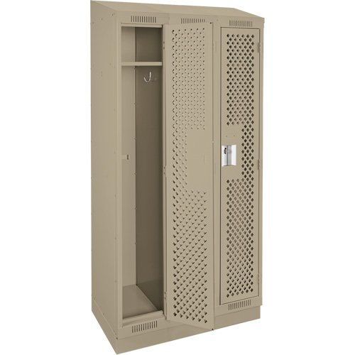 Clean Line Lockers, Bank of 3, 36" x 18" x 82", Steel, Beige, Rivet (Assembled), Perforated Les Fournitures Industrielles Méga