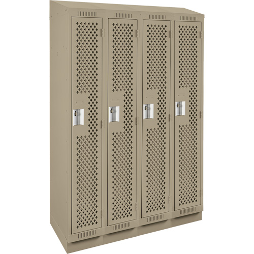 Clean Line Lockers, Bank of 4, 48" x 18" x 82", Steel, Beige, Rivet (Assembled), Perforated Les Fournitures Industrielles Méga
