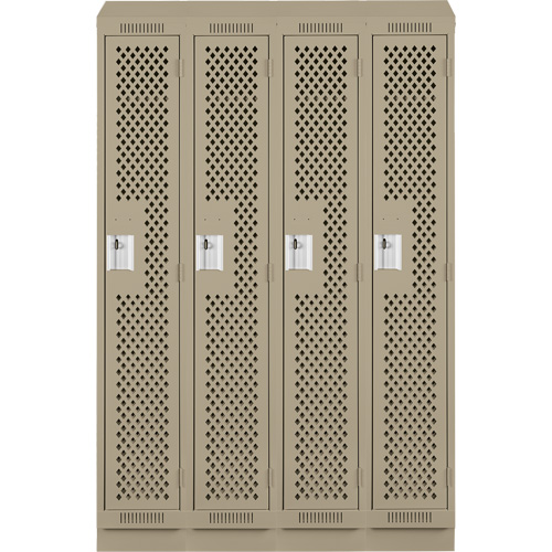 Clean Line Lockers, Bank of 4, 48" x 18" x 82", Steel, Beige, Rivet (Assembled), Perforated Les Fournitures Industrielles Méga
