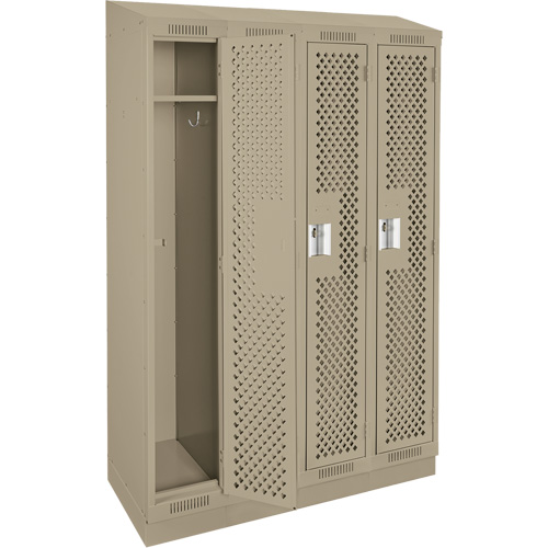 Clean Line Lockers, Bank of 4, 48" x 18" x 82", Steel, Beige, Rivet (Assembled), Perforated Les Fournitures Industrielles Méga