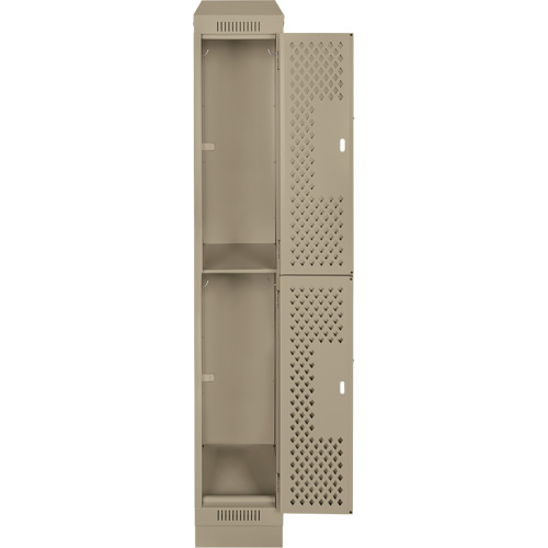 Clean Line Lockers, 2 -tier, 12" x 15" x 82", Steel, Beige, Rivet (Assembled), Perforated Les Fournitures Industrielles Méga