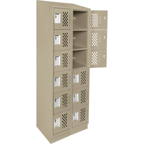 Assembled Lockerettes Clean Line Perforated Economy Lockers, 6 -tier, Bank of 2, 18" x 72" x 12", Steel Les Fournitures Industrielles Méga