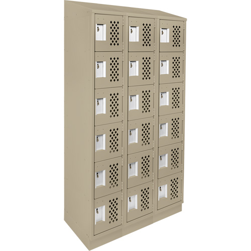 Assembled Lockerettes Clean Line Perforated Economy Lockers, 6 -tier, Bank of 3, 18" x 72" x 12", Steel Les Fournitures Industrielles Méga