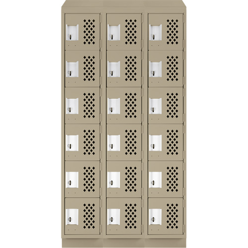 Assembled Lockerettes Clean Line Perforated Economy Lockers, 6 -tier, Bank of 3, 18" x 72" x 12", Steel Les Fournitures Industrielles Méga