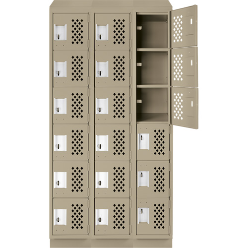 Assembled Lockerettes Clean Line Perforated Economy Lockers, 6 -tier, Bank of 3, 18" x 72" x 12", Steel Les Fournitures Industrielles Méga