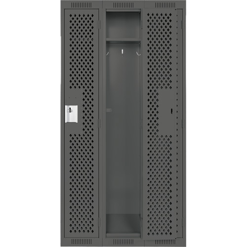 Clean Line Lockers, Bank of 3, 36" x 12" x 72", Steel, Charcoal, Rivet (Assembled), Perforated Les Fournitures Industrielles Méga