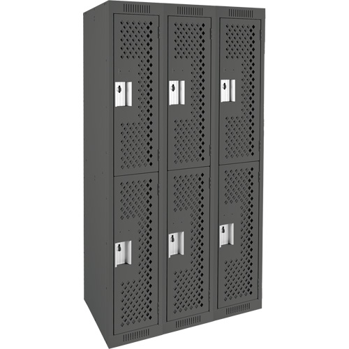 Casiers Clean Line, 2 niveaux, Bloc de 3, 36" x 15" x 72", Acier, Charbon, Rivet (assembl&eacute;), Perfor&eacute; Les Fournitures Industrielles Méga